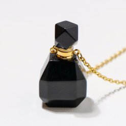 5pcs Black Obsidian Crystal Perfume Bottle with Gold-tone Caps Wholesale 118027002