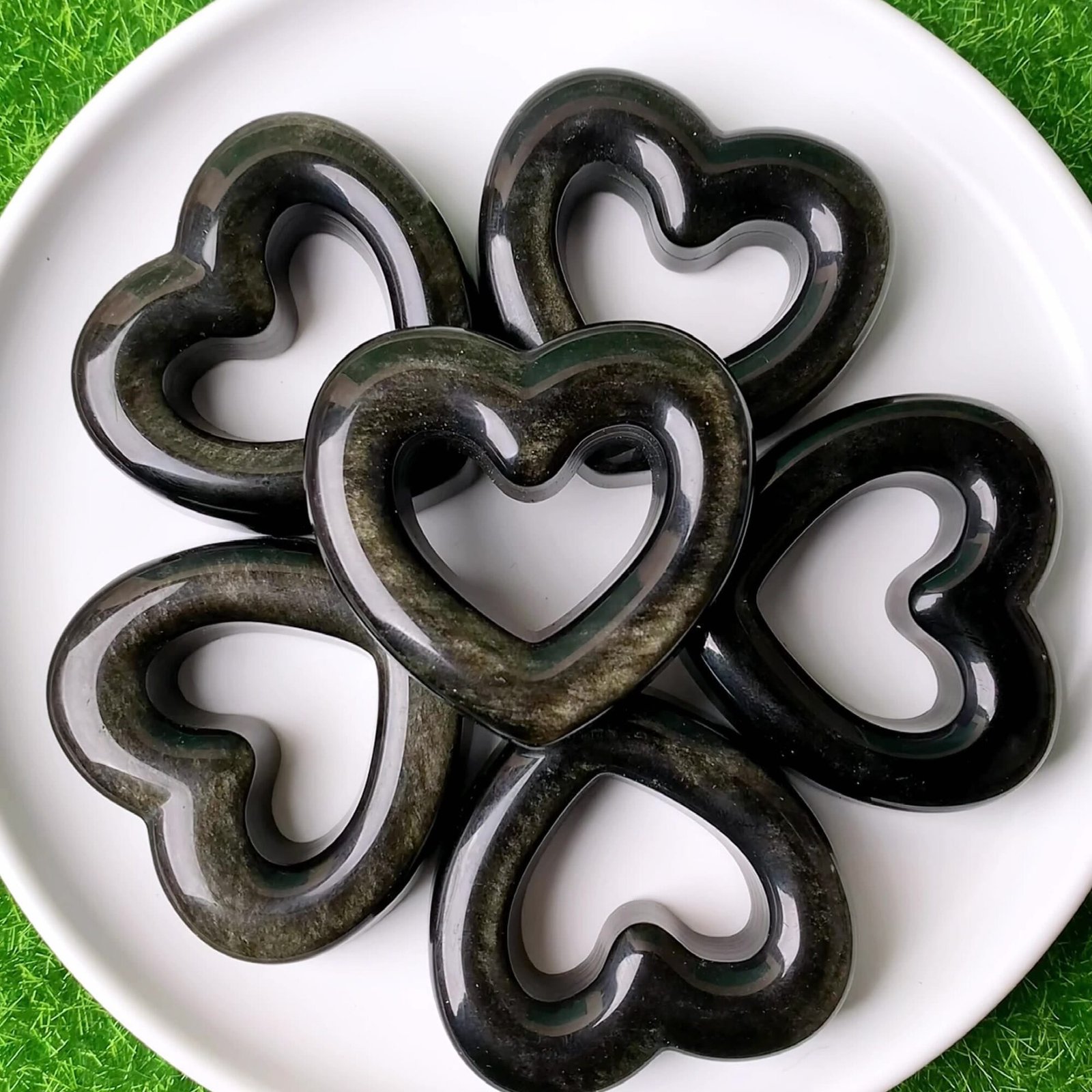 10pcs Black Obsidian Crystal Heart Wholesale 135108000-3