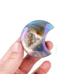 10pcs Colorful Aura Agate Geode Crystal Moon Wholesale 134032000