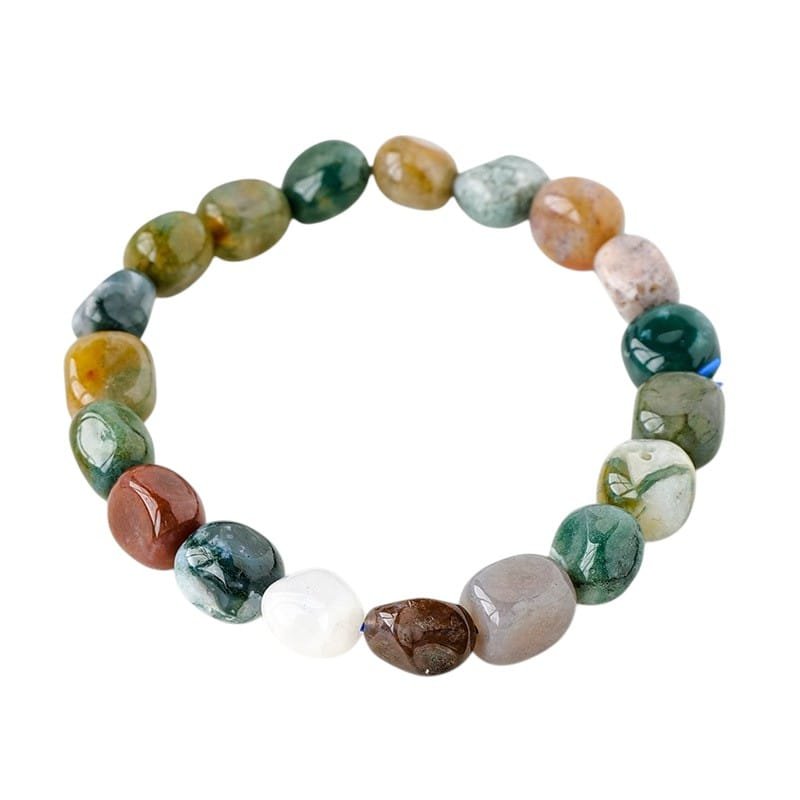 Moss Agate Chip Bracelet 0.39 in