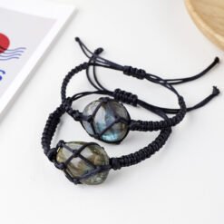 10pcs Labradorite Tumbled Crystal Stone Braided Bracelets Wholesale 110089000-2