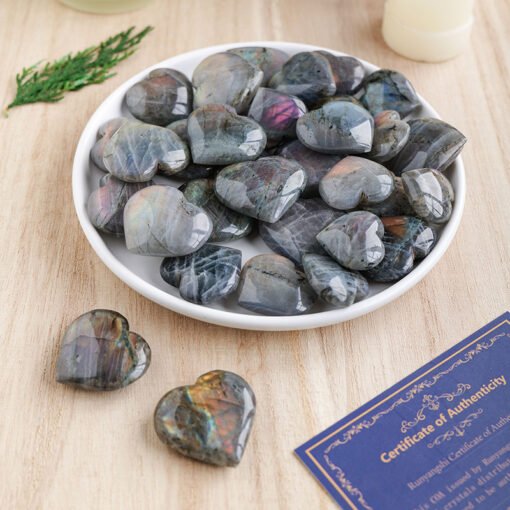 10pcs Purple Labradorite Crystal Hearts Wholesale 135099000-1