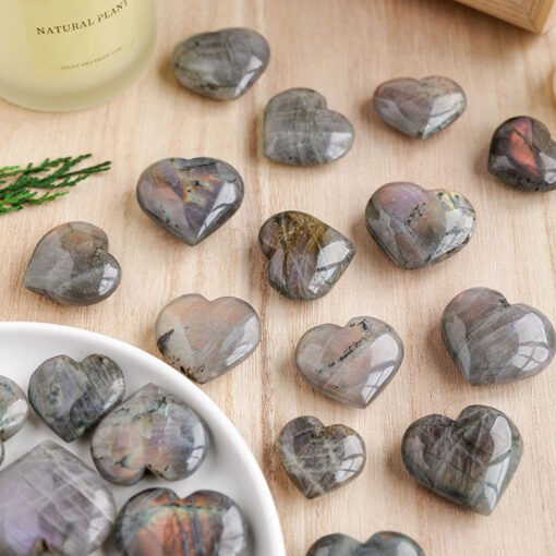 10pcs Purple Labradorite Crystal Hearts Wholesale 135099000-2