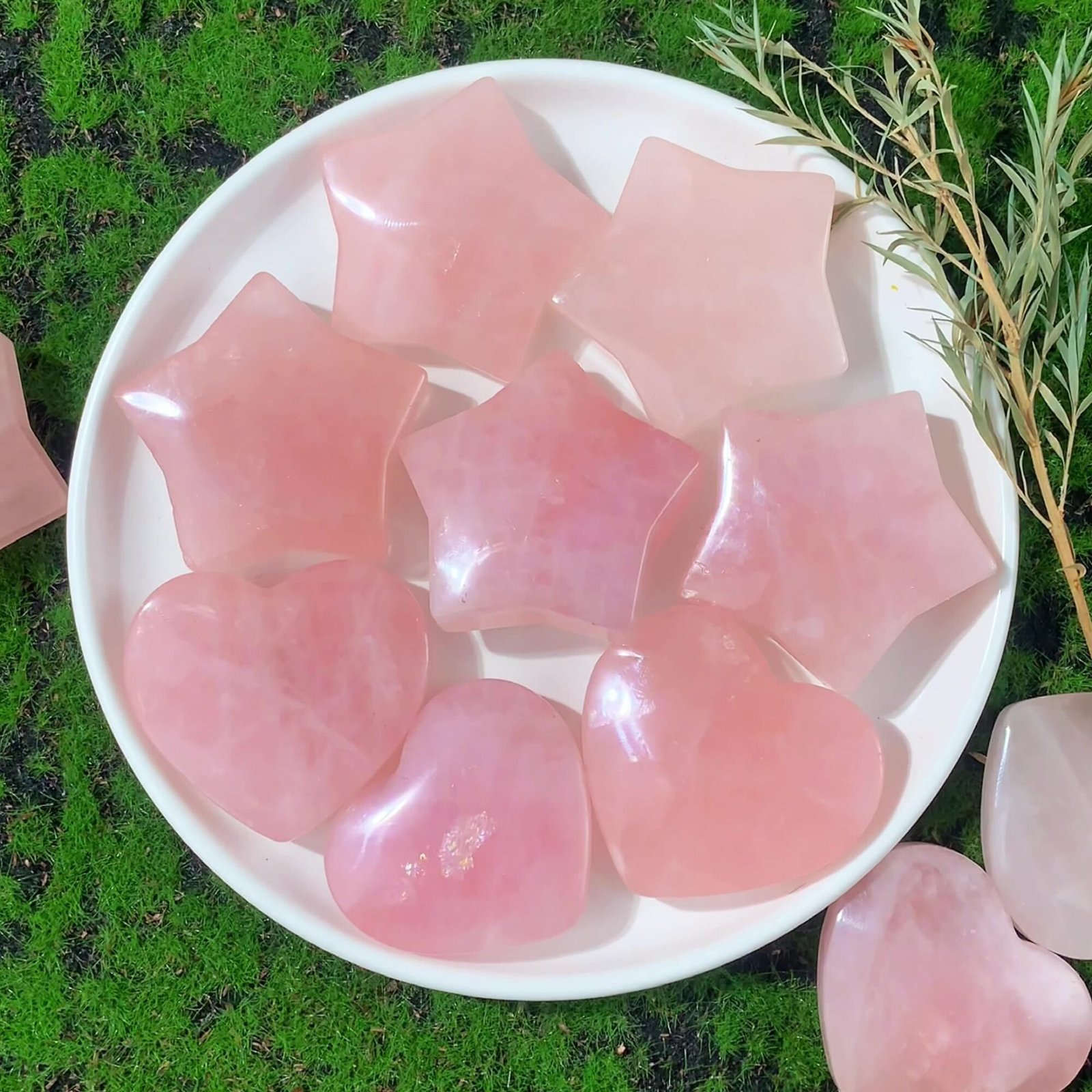 10pcs Rose Quartz Crystal Hearts Wholesale 135102000-2