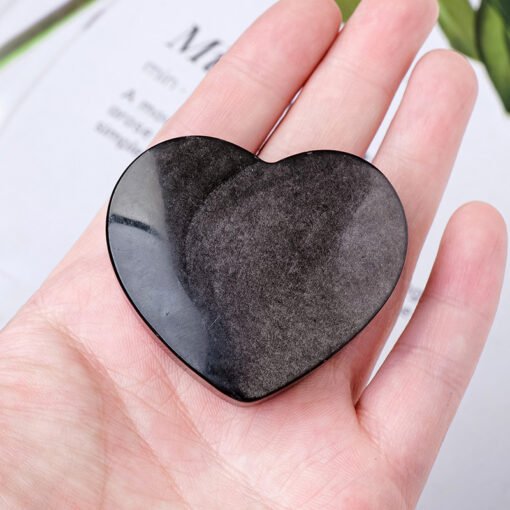 10pcs Silver Black Obsidian Crystal Heart Wholesale 135060000-1