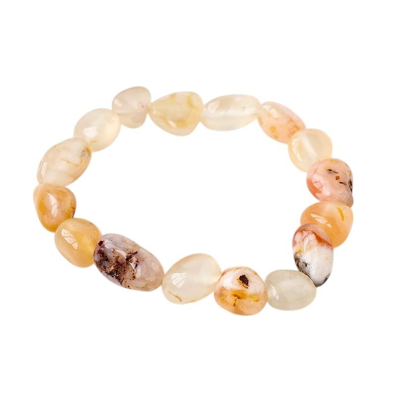 Flower Agate Chip Bracelet 0.39 in