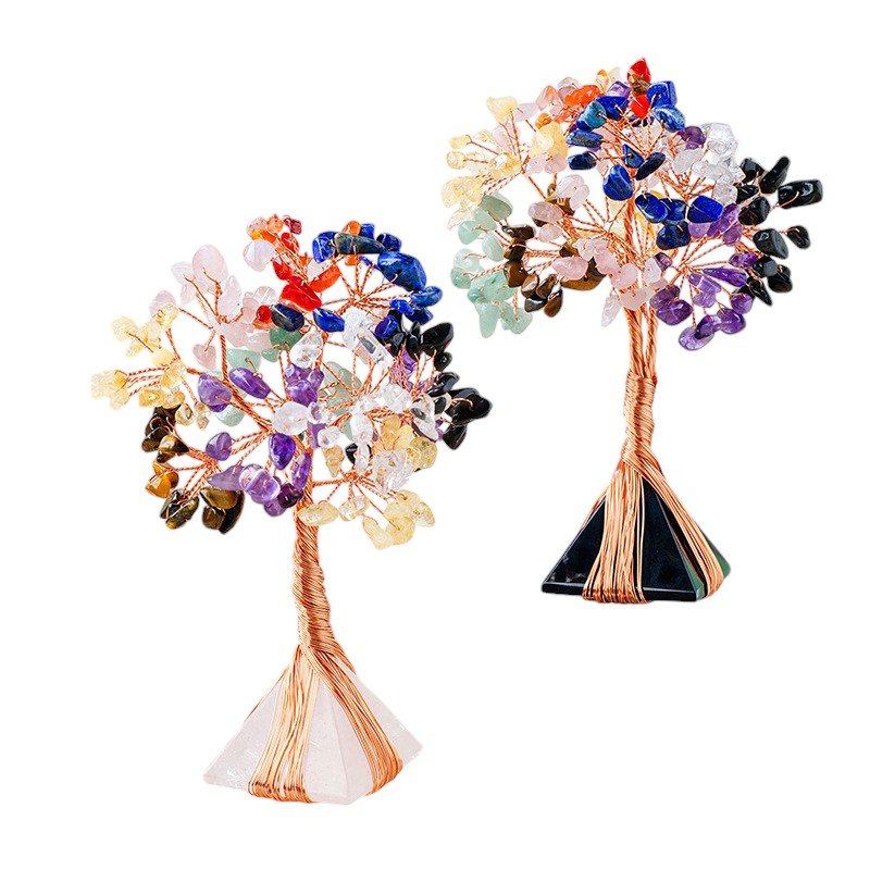 2 Types of Colorful Tree with Crystal Pyramid Base Wholesale 130028000
