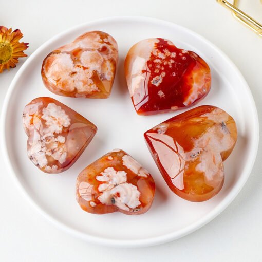 3 Sizes of Red Sakura Agate Crystal Heart Wholesale 135050000