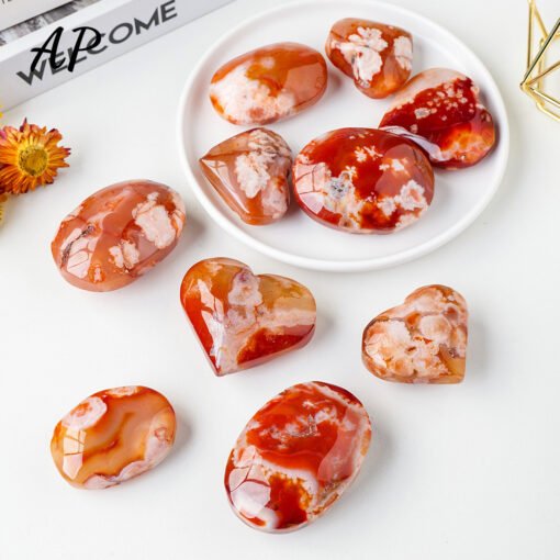 3 Sizes of Red Sakura Agate Crystal Heart Wholesale 135050000-3