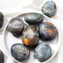 4 Sizes of Colorful Labradorite Crystal Palm Stone Wholesale 121053000