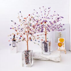 4 Types Crystal Chips Tree with Glass Base Wholesale 130066000