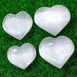 5 Sizes of White Selenite Crystal Hearts Wholesale 135084000-3