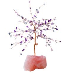 5pcs Amethyst Rose Quartz Chips Crystal Tree with Strawberry Quartz Stone Base Wholesale 130061000