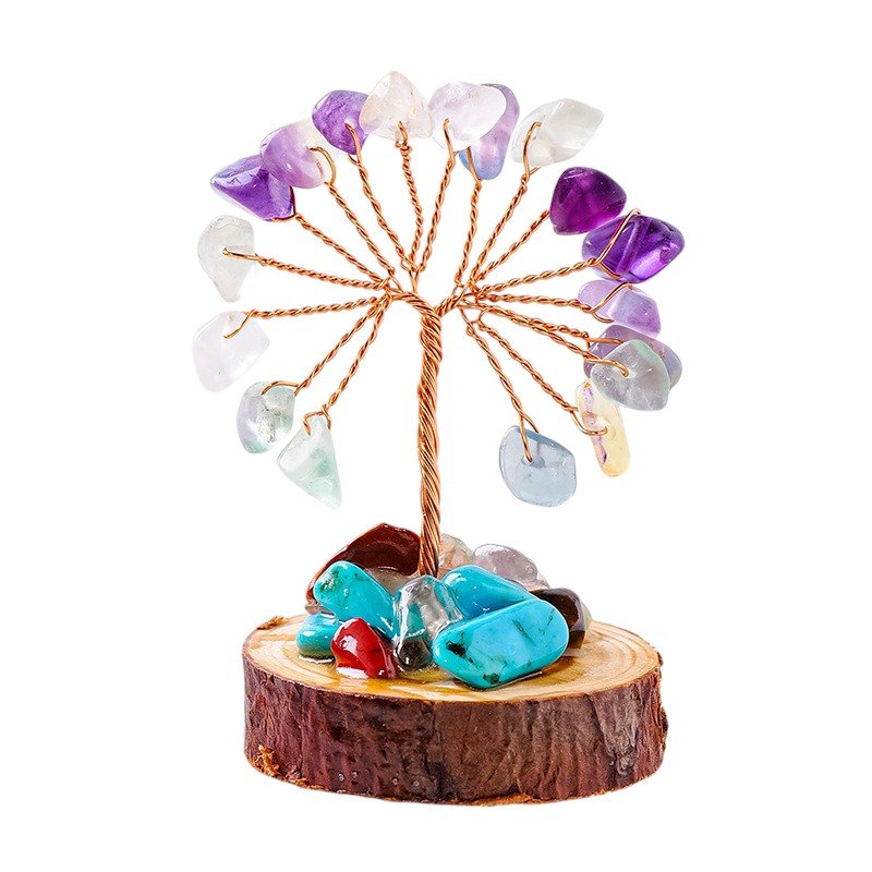 Fluorite Chip Tree on Wooden Base 2.40 in