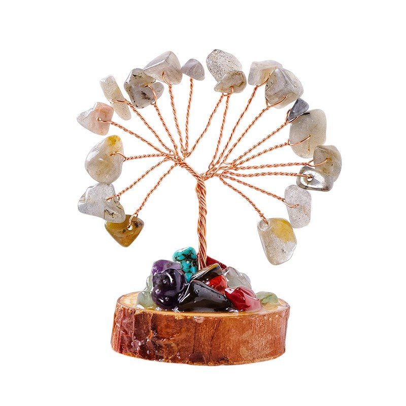 Labradorite Chip Tree on Wooden Base 2.40 in