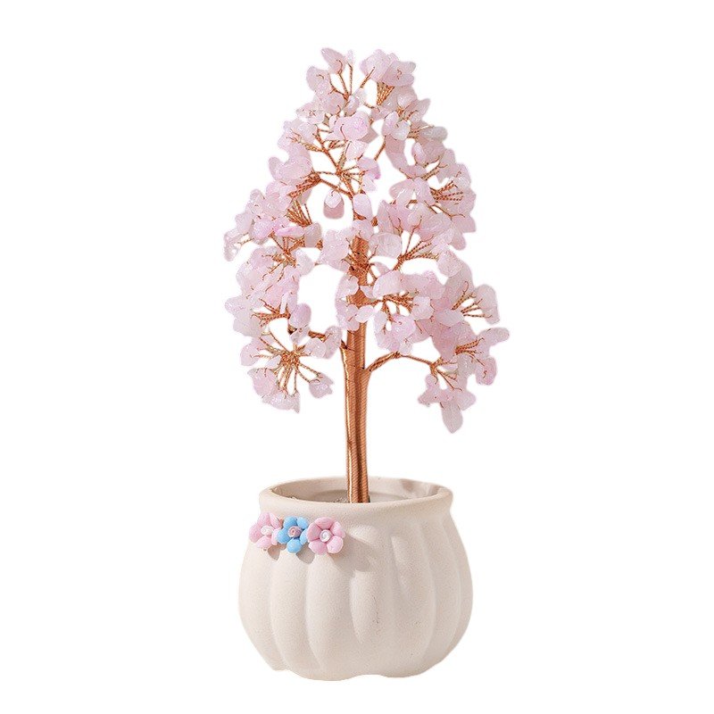 5pcs Pink Rose Quartz Crystal Tree Wholesale 130056009