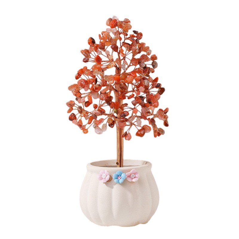 Agate Base with Mixed Crystals Chip Tree 7.90 in Bulk