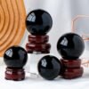 16 Sizes of Black Obsidian Crystal Sphere Balls with Base Wholesale 123017000-2