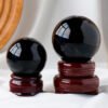 16 Sizes of Black Obsidian Crystal Sphere Balls with Base Wholesale 123017000-3