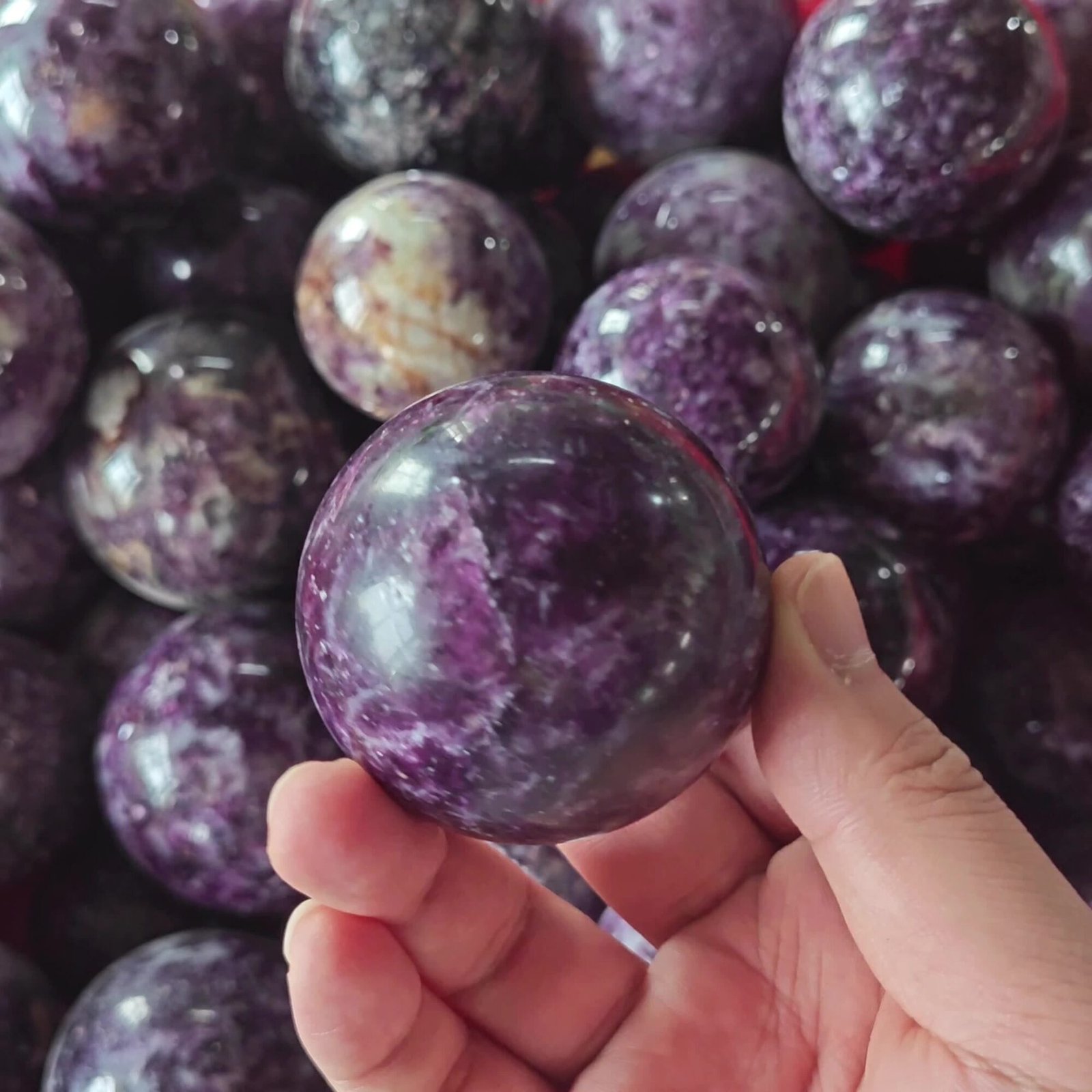 3 Sizes of Purple Lithium Mica Crystal Sphere Balls Wholesale 123089000-1