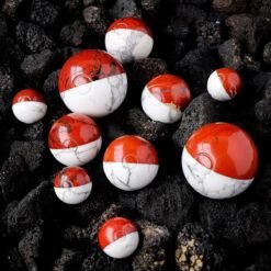 3 Sizes of Red Jasper White Turquoise Crystal Sphere Balls Pokeball Wholesale 123094000-1