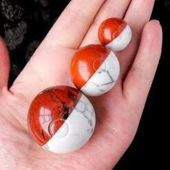 3 Sizes of Red Jasper White Turquoise Crystal Sphere Balls Pokeball Wholesale 123094000