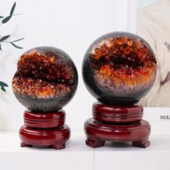 4 Sizes of Citrine Crystal Sphere Ball Geode Wholesale 123106000-1