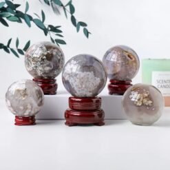 5 Sizes of Black Skura Agate Crystal Sphere Balls Wholesale 123141000-3