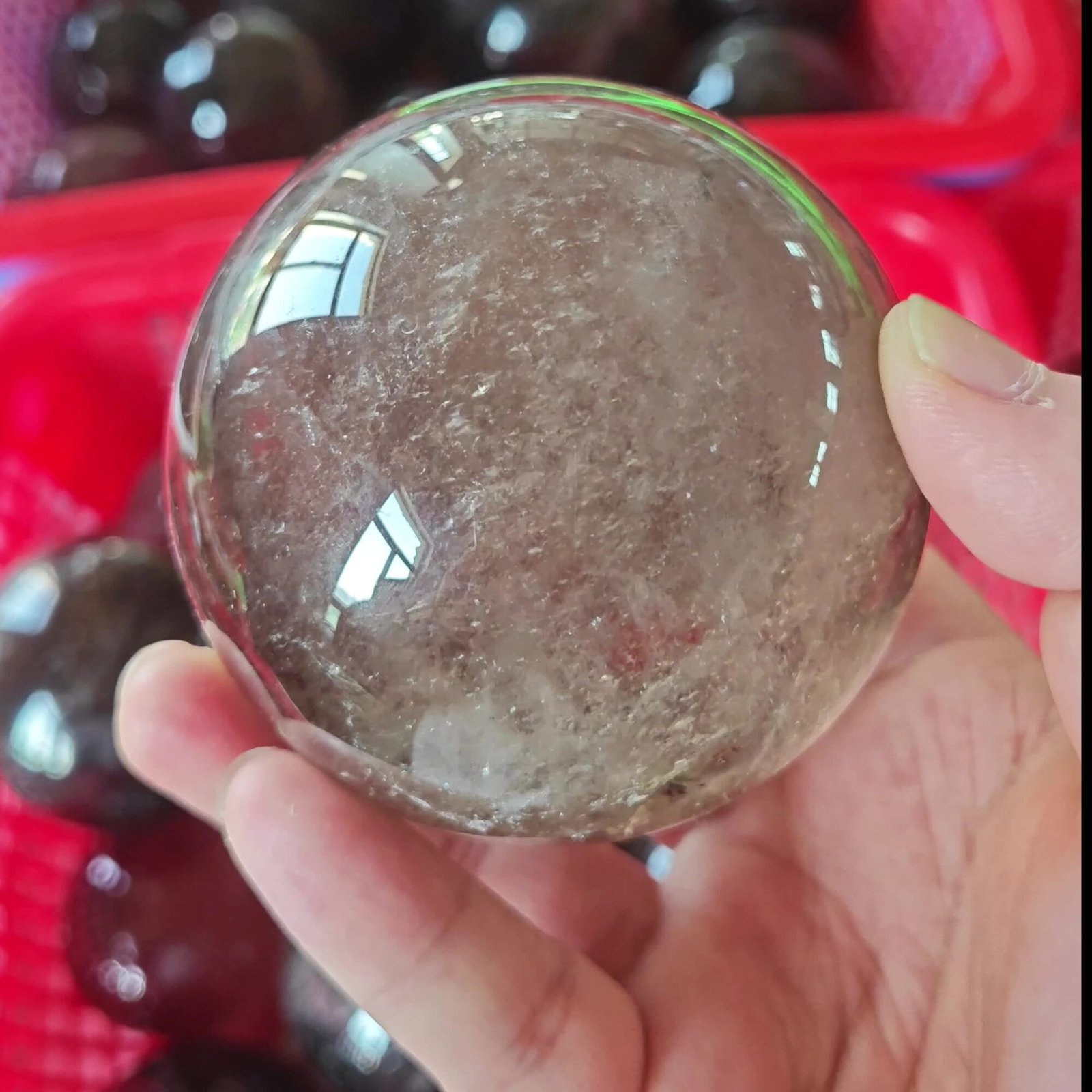 6 Sizes of Clear Tea Quartz Crystal Sphere Balls with Base Wholesale 123046000-2