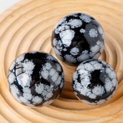 6 Sizes of White Black Snowflake Obsidian Crystal Sphere Balls Wholesale 123061000-1