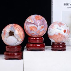 7 Sizes of Pink Sakura Agate Crystal Sphere Geode Wholesale 123120000-1