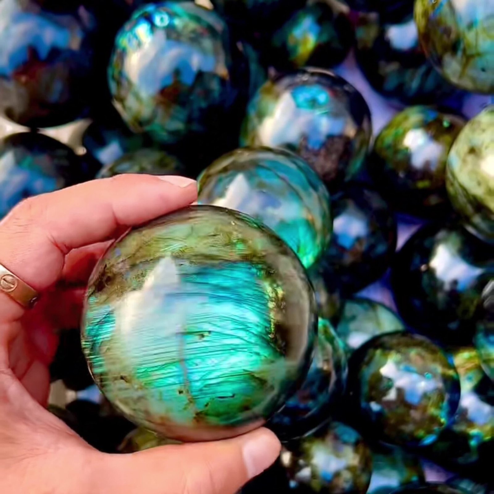 8 Sizes of Green Labradorite Crystal Sphere Balls Wholesale 123038000-4