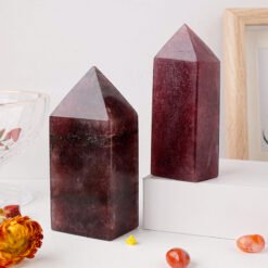 10 Sizes of Red Strawberry Quartz 4-sided Crystal Tower Pillar Wholesale 102160000-1