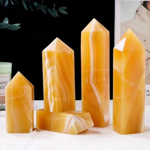 10 Sizes of Yellow Topaz 4-sided Crystal Tower Pillar Wholesale 102152000-1