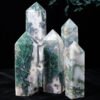 12 Sizes of Green Moss Agate 4-Sides Crystal Tower Pillar Wholesale 102092000-2