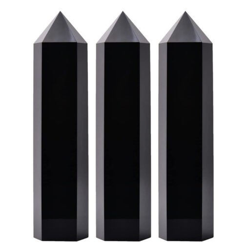 2 Sizes of Black Obsidian Crystal Tower Pillar Wholesale 102120000-3