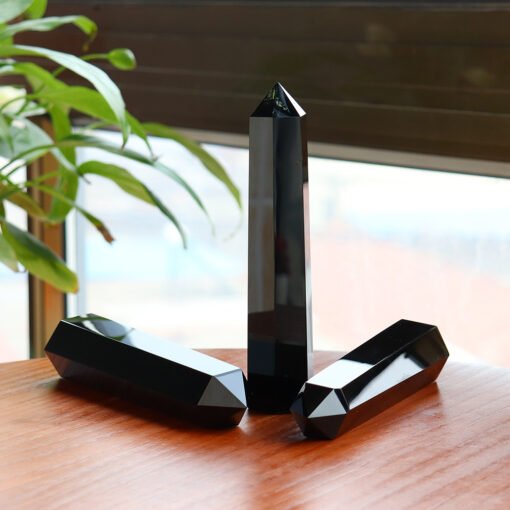 2 Sizes of Black Obsidian Crystal Tower Pillar Wholesale 102120000