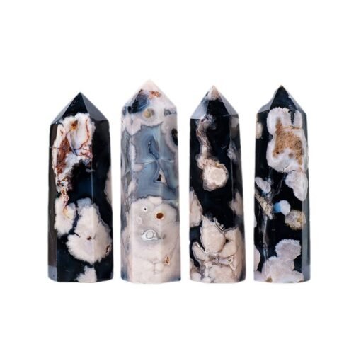 2 Sizes of Black Sakura Agate Crystal Tower Pillar Wholesale 102158000-3