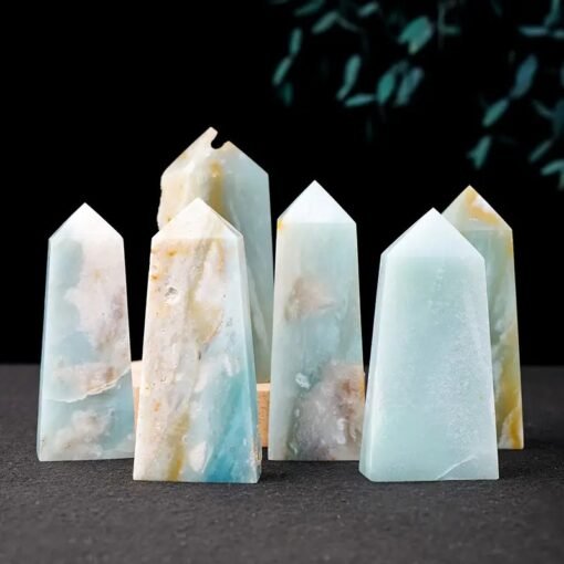 2 Sizes of Blue Amazonite Crystal Tower Pillar Wholesale 102125000-2