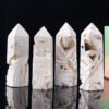 2 Sizes of Crazy White Agate Crystal Tower Pillar Wholesale 102108000-1