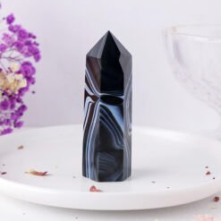 2 Sizes of Natural Black Agate Crystal Tower Pillar Wholesale 102099000