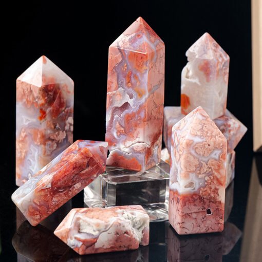 2 Sizes of Natural Red Agate 4-sided Crystal Tower Pillar Wholesale 102129000-1