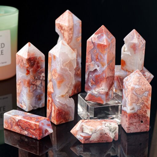 2 Sizes of Natural Red Agate 4-sided Crystal Tower Pillar Wholesale 102129000-2