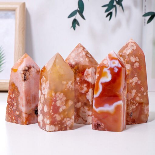 2 Sizes of Red Sakura Agate Crystal Tower Pillar Wholesale 102127000-2