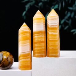 2 Sizes of Yellow Calcite Crystal Tower Pillar Wholesale 102124000-1