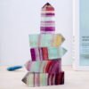 3 Sizes of Colorful Watermelon Fluorite 4-sided Crystal Tower Pillar Wholesale 102155000-2