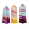 3 Sizes of Colorful Watermelon Fluorite 4-sided Crystal Tower Pillar Wholesale 102155000-3