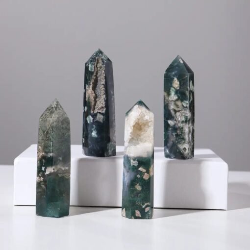 3 Sizes of Green Agate Crystal Tower Pillar Wholesale 102084000-1