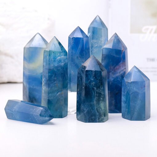 3 Sizes of Natural Blue Fluorite Crystal Tower Pillar Wholesale 102054000-3