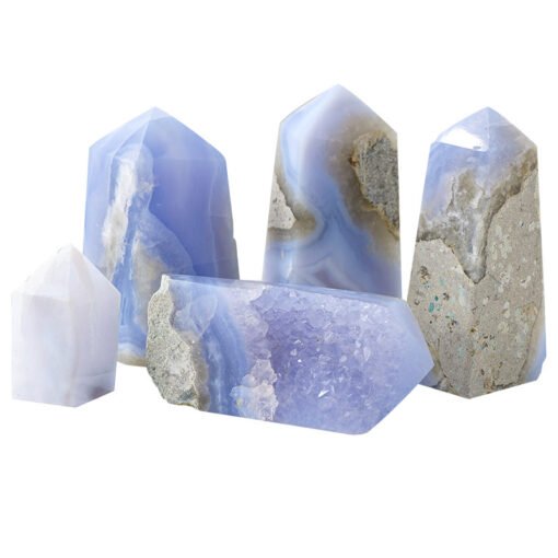 3 Sizes of Natural Blue Lace Agate Crystal Tower Pillar Wholesale 102118000-3